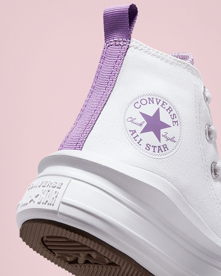 Sapatos Plataforma Converse Chuck Taylor All Star Move Cano Alto Menina Branco Roxo Branco | PT N01T379